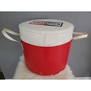 CHAMPION Sparkplug Aircraft VINTAGE Cooler Seat Round Racing Pit Nascar Mancave‎